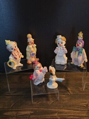 Vtg Enesco & A Company Of Friends Porcelain Clown Figurine Lot 6 Japan Taiwan